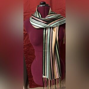 Talbots 100% Silk Vibrant Striped Scarf